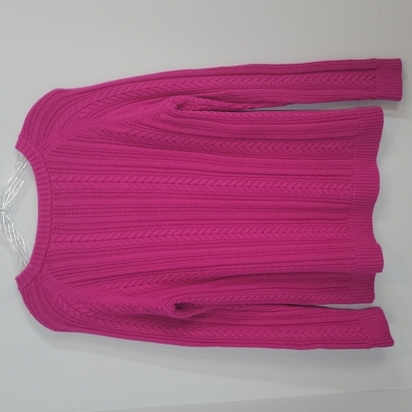 Lands' End Fuchsia pink crew neck sweater size Medium 10-12 - Picture 4 of 8